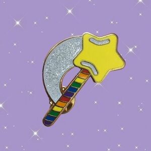 Just Peachy Magical Girl Rainbow Wand Enamel Lapel Pin
